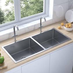 vidaXL Handmade Kitchen Sink Stainless Steel Plumbing Utility Waste