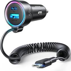 Joyroom JR-CL07 3-i-1 Kabel Hurtig Biloplader 55W USB-C Sort