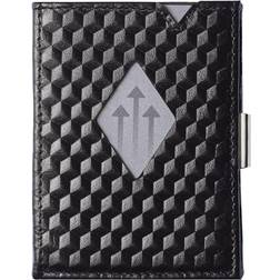 Exentri Wallets Leather RFID-Blocking Tri-Fold Wallet with Stainless Steel Clasp Black Cube