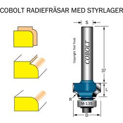 Cobolt 217-050 Avrundningsfräs R=5 D=23 L=10