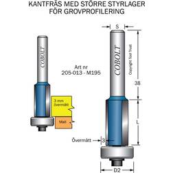 Cobolt Kantfräs D=13, övermått 3mm