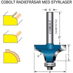 Cobolt 217-080 Avrundningsfräs R=8 D=29 L=13