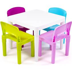 Humble Crew White Table/Pastel Chairs Kids Plastic 4 Set