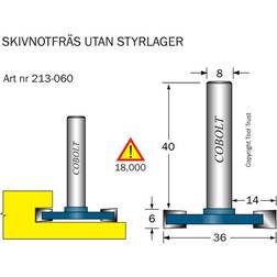 Cobolt 213-060 Skivenotfræser L=6 mm D=36