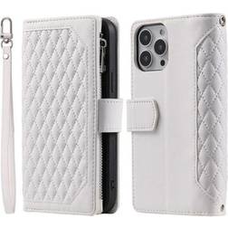 OEM iPhone 14 Pro Max Plånboksfodral Rhombus Vit