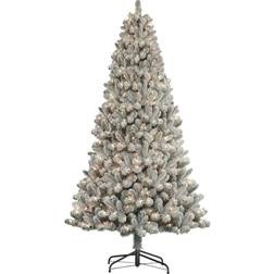 Puleo International 6 ft. Pre-Lit Flocked Virginia Pine Christmas Tree