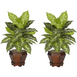 Nearly Natural 6712-S2-VR Dieffenbachia With Wood Silk Plant Artificial Plant