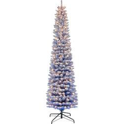 Puleo International 7.5-ft. Pre-Lit Flocked Fashion Blue Pencil Christmas Tree