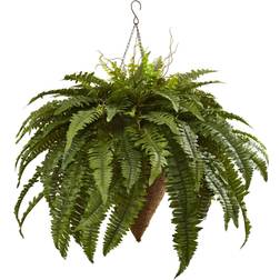 Nearly Natural Boston Fern with Cone Hanging Basket 100.5cm