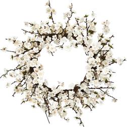 Nearly Natural Wreaths White Plum Blossom Wreath