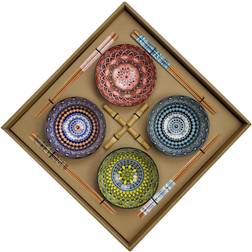 Dkd Home Decor Multicolour Bambu Mandala Stengods Orientalisk Sushiset Köksutrustning 12st