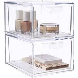 Audrey Stackable Clear Plastic Organizer Drawers 2-pack