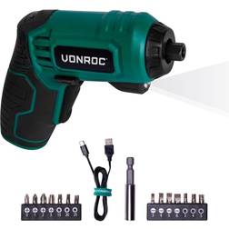 VONROC Cordless screwdriver 4V Including a 14 pcs. bit set, USB-C charging cable and a toolbag