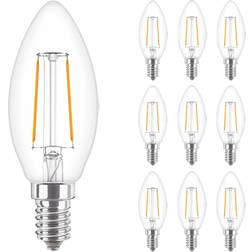 Philips Fordelspakke 10x Corepro LEDcandle E14 filament klar 2W 250lm 827 ekstra varm hvid erstatter 25W