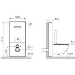 Vitra Telaio Per Wc In Vetro 1140 x 518 mm Nero