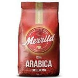 Merrild Kaffe arabica helbønne 1 kg/pose karton á