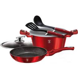 Berlinger Haus 6-Piece Kitchen Cookware Set Burgundy Cookware Set with lid