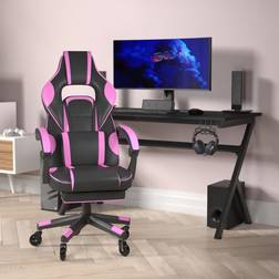 Flash Furniture X40 Gaming Chair Racing Computer Chair with Fully Reclining Back/Arms and Transparent Roller Wheels, Slide-Out Footrest, Black/Purpl