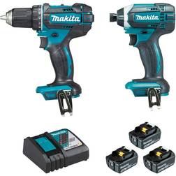 Makita Pack 18V perceuse visseuse DDF482 visseuse à chocs DTD152 3 batteries 5Ah chargeur coffret MAKPAC DLX2127TJ1