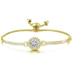 Philip Jones Plated Halo Friendship Bracelet Created with Swarovski Crystals