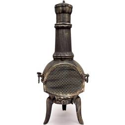 Deuba Fire Pit Chiminea Cast Iron 112x44cm