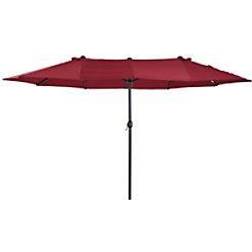 OutSunny 4.6m Double-Sided Patio Parasol Umbrella-Wine