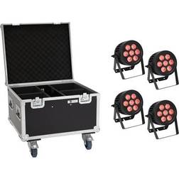 EUROLITE Set 4x LED IP PAR 7x8W QCL Spot Case with wheels