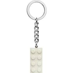 LEGO 2x4 Brick Metallic Key Chain - Silver/White