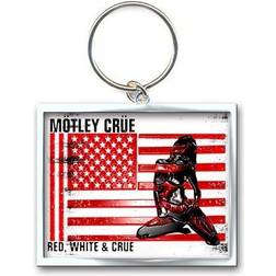 ROCK OFF Motley Crue Enamel Keychain Red White & Crue Flag Band Lady Logo