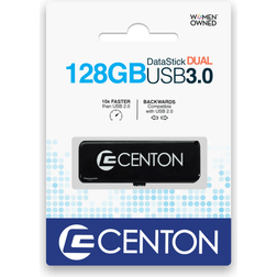 Centon Datastick Dual USB 3.0 Drive, 128GB, Black