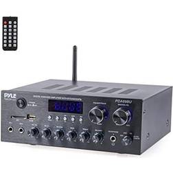 Pyle pyle bluetooth home audio amplifier receiver stereo 300w dual channel sound audio system w/mp3, usb, sd, aux, rca, mic, headphone, fm, led, reverb