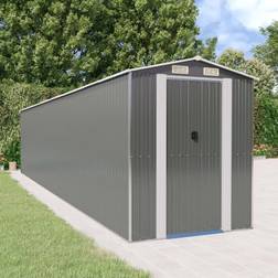 vidaXL Capanno da Giardino Grigio Chiaro 192x938x223 cm Acciaio Zincato