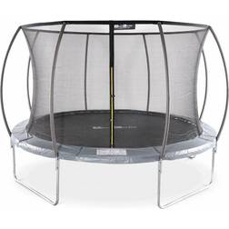 Sweeek Trampoline rond ø 370cm gris avec filet de protection intérieur Saturne Inner Nouveau modèle trampoline de jardin 3.7m 370 cm Design