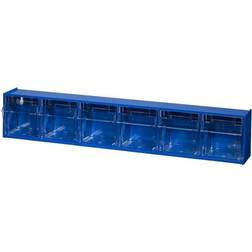 Allit Allit 464440 Casier à tiroirs basculants VarioPlus ProFlip 6 (l x H x P) 600 x 115 x 95 mm bleu, transparent 1 pc(s)