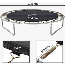 Arebos Alfombra de salto para cama elástica Ø 305cm/10pies, Ø alfombra 264cm, 54 ojales, longitud del muelle 140mm