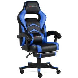 GTForce Gtforce turbo blue leather racing sports office chair in black and blue