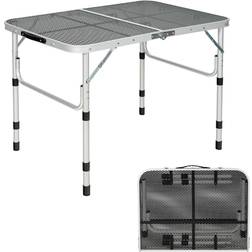 Gymax Adjustable Folding Grill Camping Table with Carrying Handle