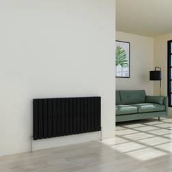 WarmeHaus Designer Black Panel Modern Heating Small Radiator Horizontal Double 600x1156mm