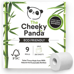 The Cheeky Panda Papier Toilette 3 Epaisseurs 9 Rouleaux Papier WC