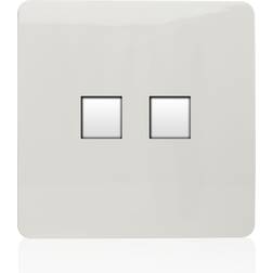 Trendi Artistic Modern Glossy Tactile 2 Gang Telephone Socket White