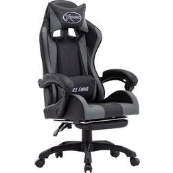 Basic Home Silla Gaming Con Reposapiés Cuero Sintético Gris Y Negro Vidaxl