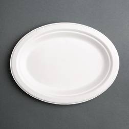 Fiesta Assiettes ovales compostables en bagasse Fiesta Compostable 198mm (lot de 50) Lot de 50 Blanc