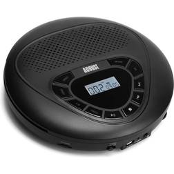 August Lecteur CD Portable Rechargeable Noir Avec Haut Parleur SE10