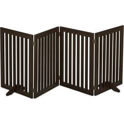 Relaxdays Safety Gate for Children & Pets, with Feet and Floor Protectors, Free-Standing Barrier, 92 x 207 cm, Brown