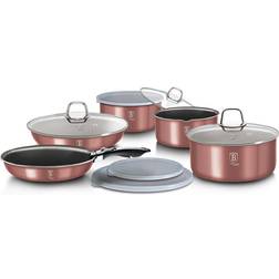 Berlinger Haus 12-Pieces Cookware Set w/ Detached Ergonomic Handle I-Rose Cookware Set with lid