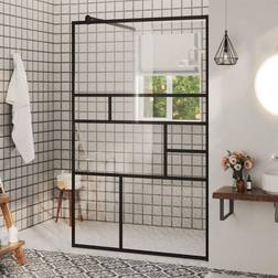 vidaXL Parete Doccia Walk-in in Vetro Trasparente ESG Nera 100x195 cm