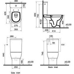 Vitra Kerala Round Smooth Flush Open Back Close Coupled Toilet Pan Cistern & Soft Close Seat