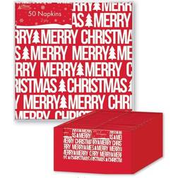 50 x Red Christmas Napkins Merry Christmas Font Design Party Dinner