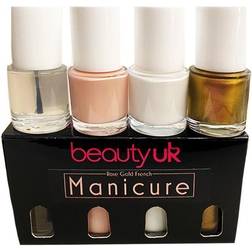 BeautyUK Rose Gold French Manicure Set 4x9ml