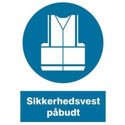 Ox-On Sikkerhedsvest påbudt Plast skilt.